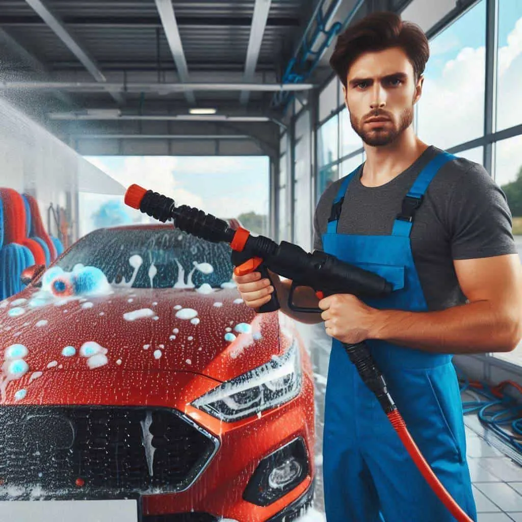 بهترین کارواش های اصفهان 9 فردی در حال کار در کارواش